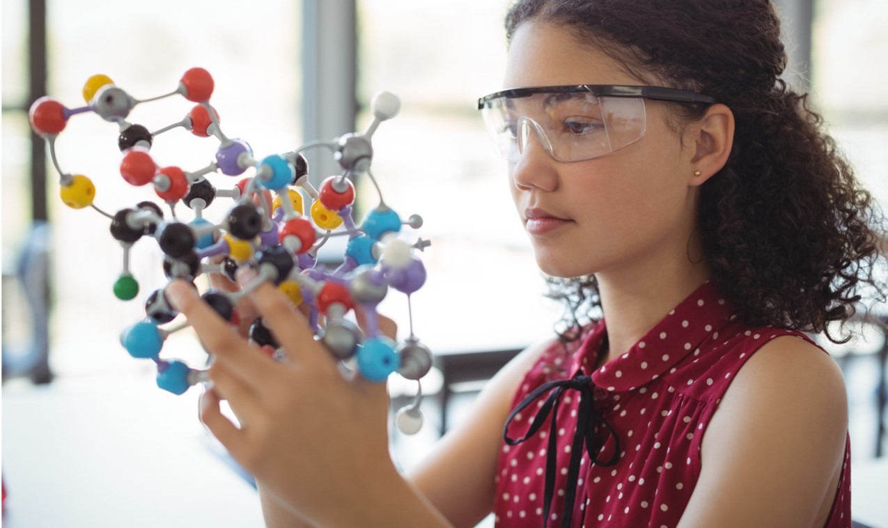 Girl with Chemical Compound Model