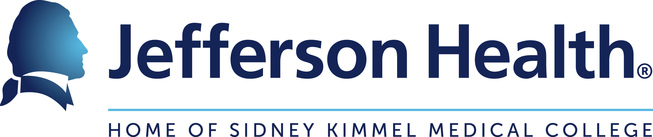 Jefferson logo in blue w/silhouette of Thomas Jefferson